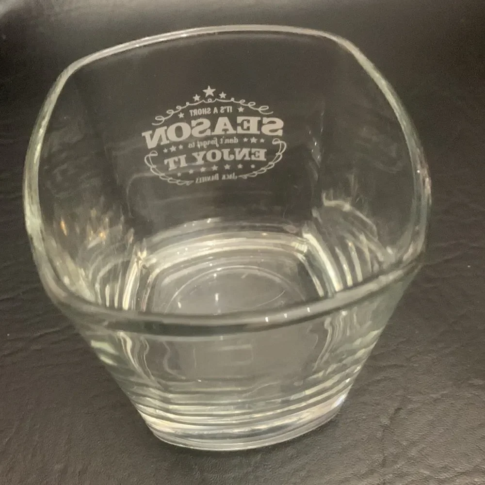 Jack Daniel’s 8 Ounce Rocks Cocktail Clear Glass White Etching Stamped Bottom